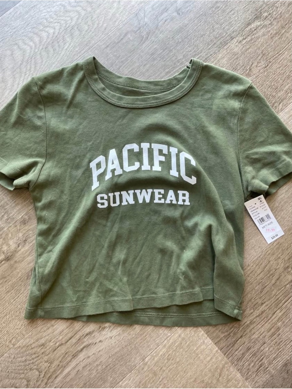 Pacific Sunwear Olive Green Collegiate Crop Tee